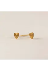 Fluted Heart Studs - Gold