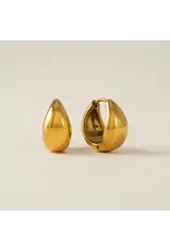 Oval Puff Hoop Earrings - Gold