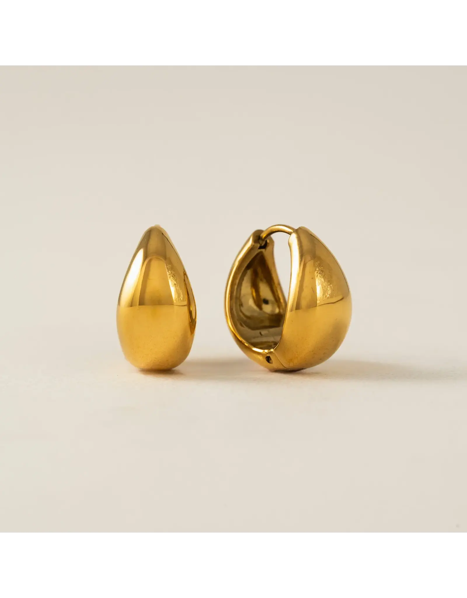 Oval Puff Hoop Earrings - Gold