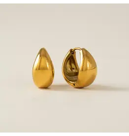 Oval Puff Hoop Earrings - Gold