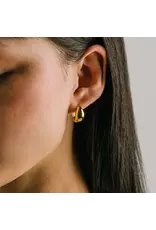 Oval Puff Hoop Earrings - Gold