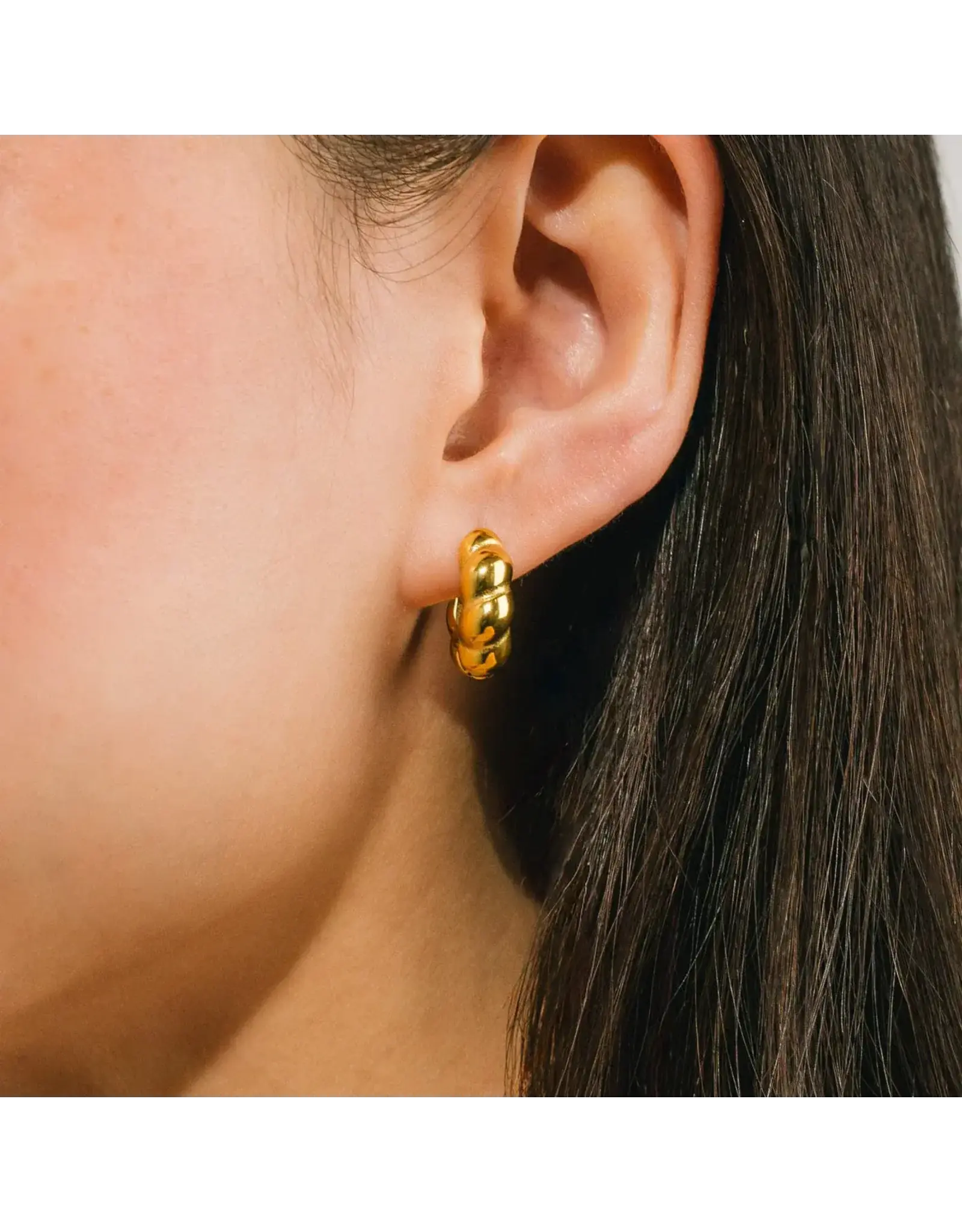 Croisssant Puff Earrings - Gold