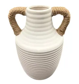 Jenere Ceramic Vase with Brown Handles