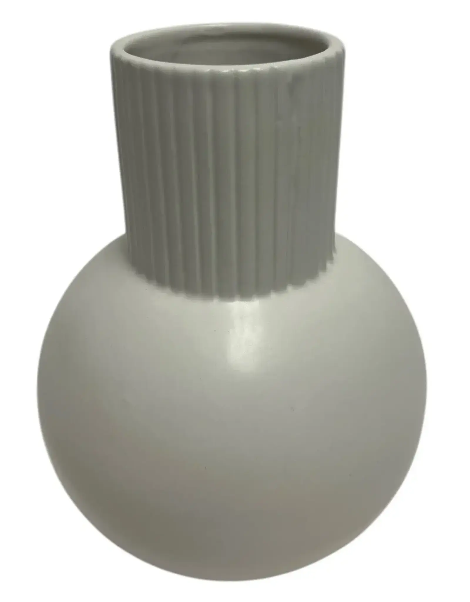 Jenere White Ceramic Rounded Vase