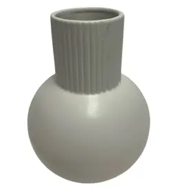 Jenere White Ceramic Rounded Vase