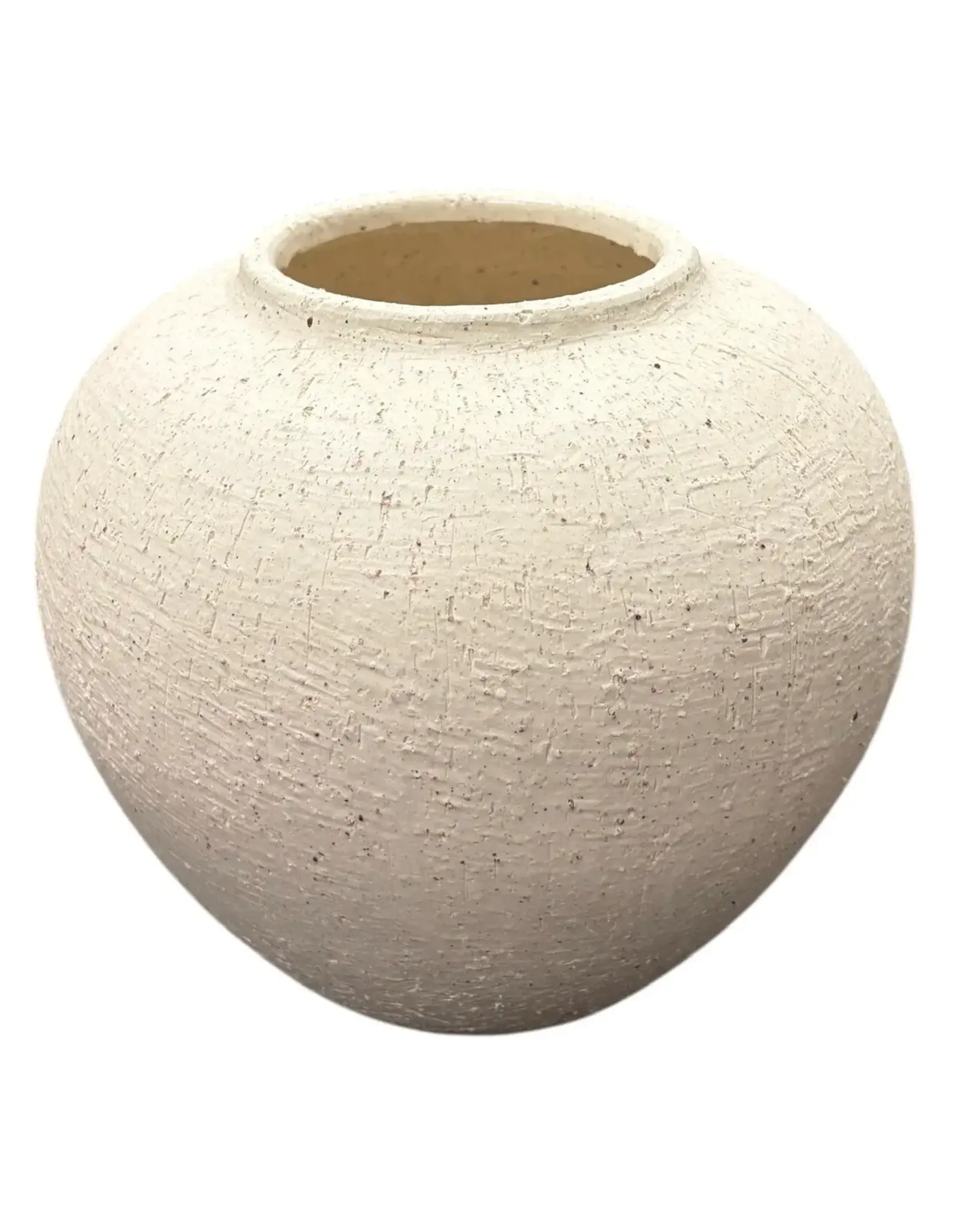 Jenere Round White Textured Vase