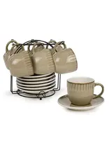 Jenere Beige Mug & Saucer Rack, set of 6