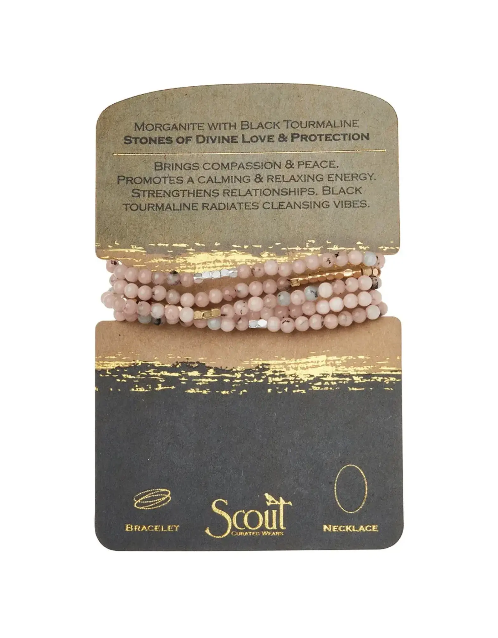 Stone Wrap - Morganite/Black Tourmaline