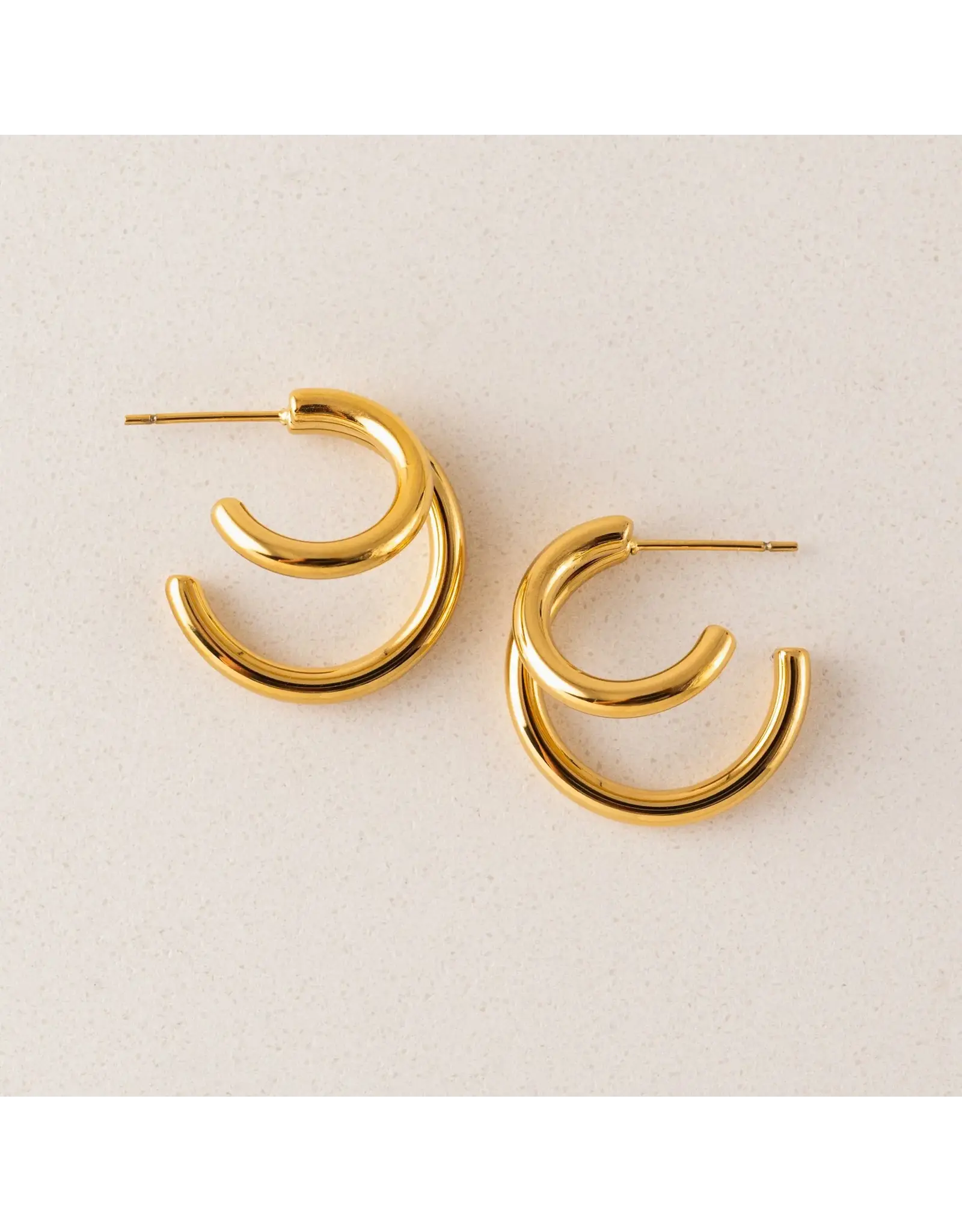 Mila Double Hoop Earrings - Gold