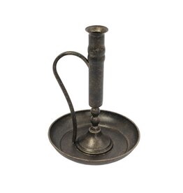 Holland Imports Candle Holder 6.5"x8.5" Vintage Taper w/ Plate Dark Antique Gold
