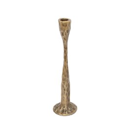 Holland Imports Candle Holder Metal 12"x3" Hammered Gold