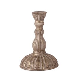 Holland Imports Cement Taper Candle Holder 5"x7" Antique Gold