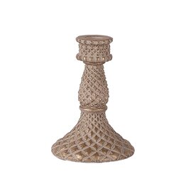 Holland Imports Cement Taper Candle Holder 4"X6" Antique Gold