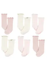 6pk Socks, 0-6months - pink