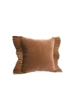 Light Brown Velvet Cushion With Frills