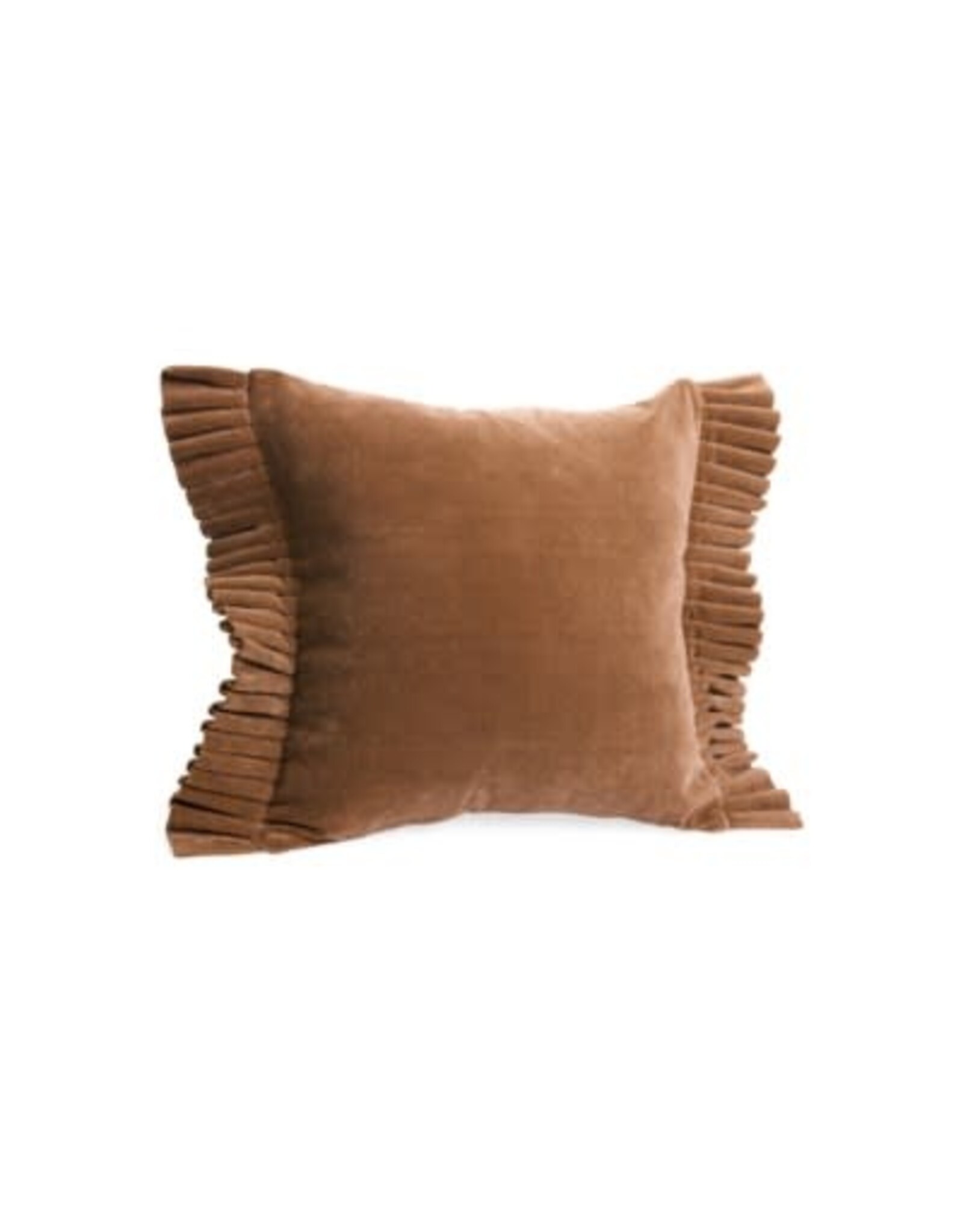 Light Brown Velvet Cushion With Frills