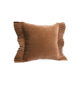 Light Brown Velvet Cushion With Frills