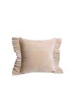 Beige Velvet Pillow With Fringe