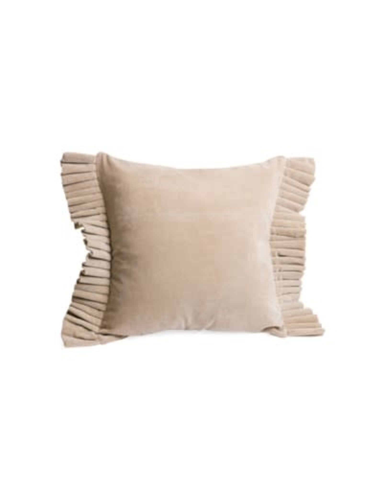 Beige Velvet Pillow With Fringe