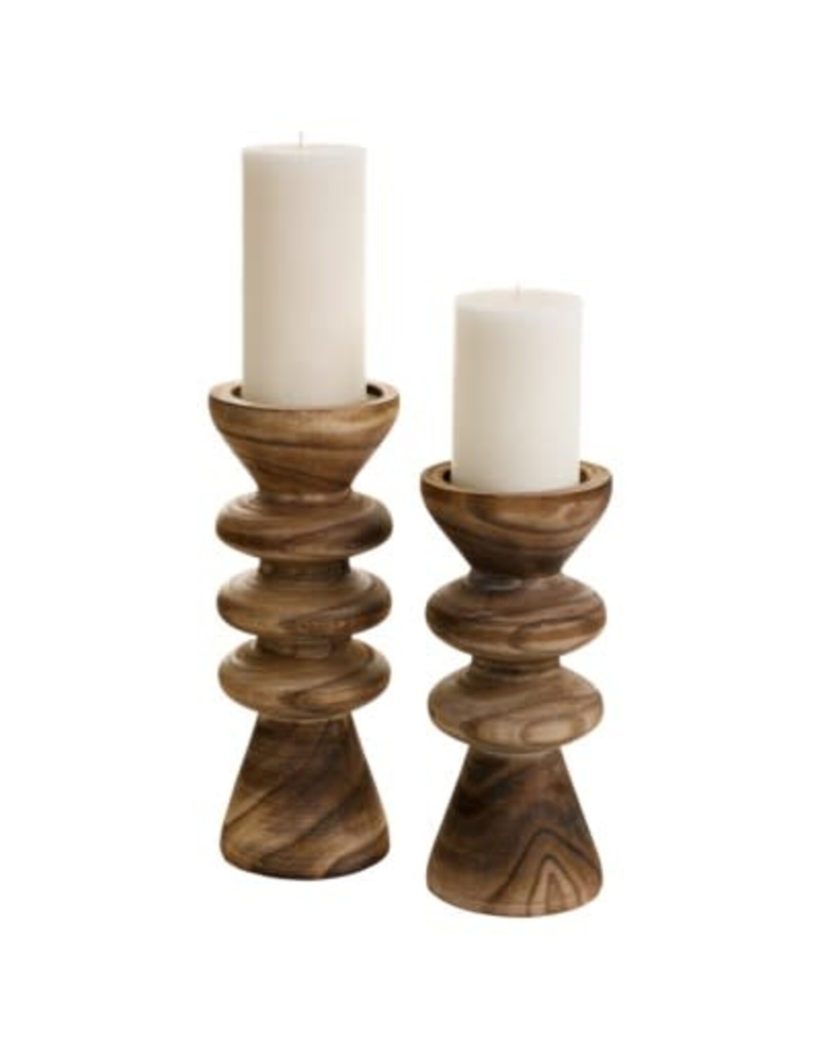 Grey Washed Paulownia Candle Holder - small