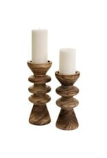 Grey Washed Paulownia Candle Holder - large