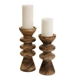 Grey Washed Paulownia Candle Holder - large