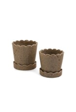 Brown Planter with Scallopped Edge - small