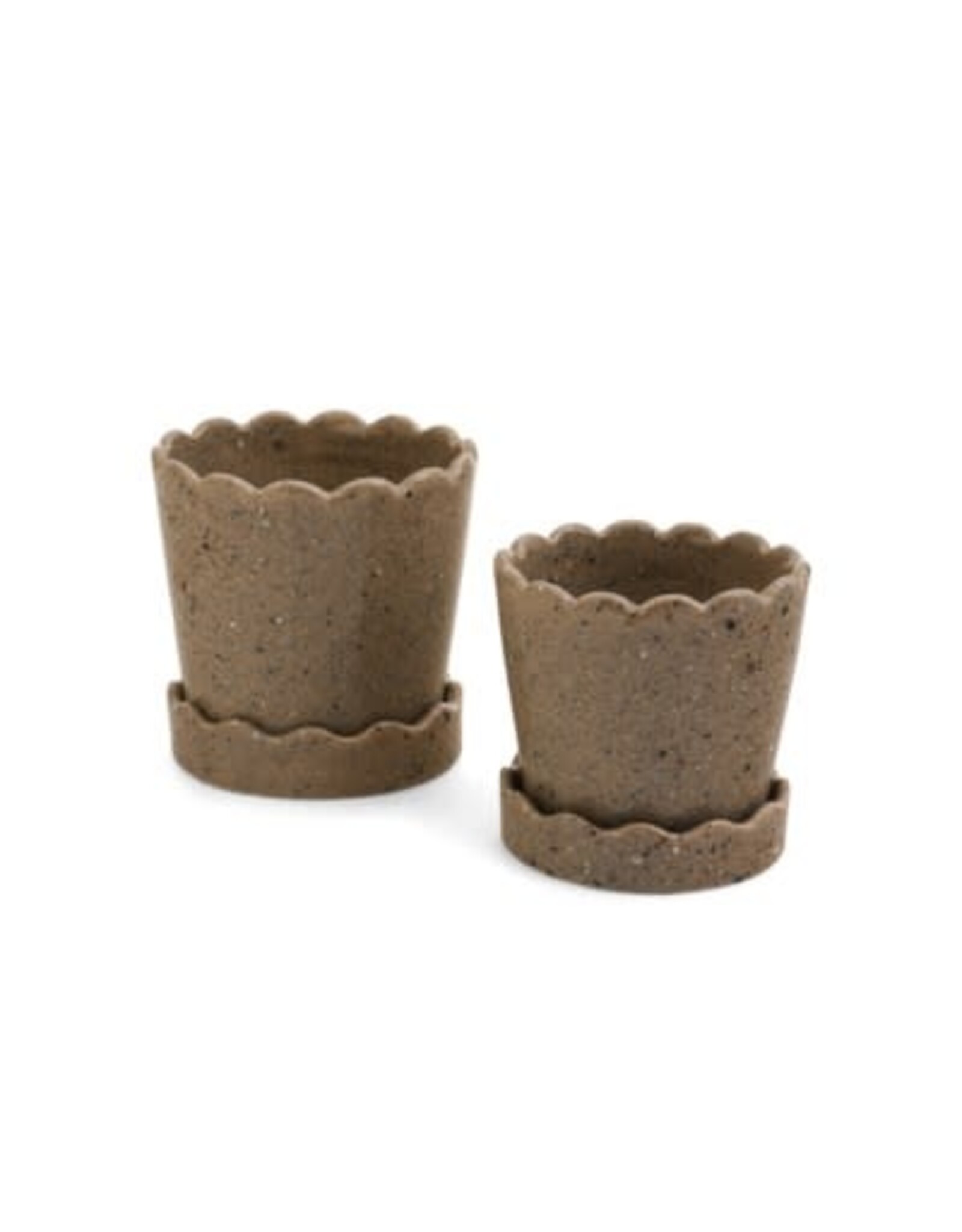 Brown Planter with Scallopped Edge - small