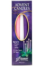 Advent Candles - 3 purple, 1 pink, 1 white