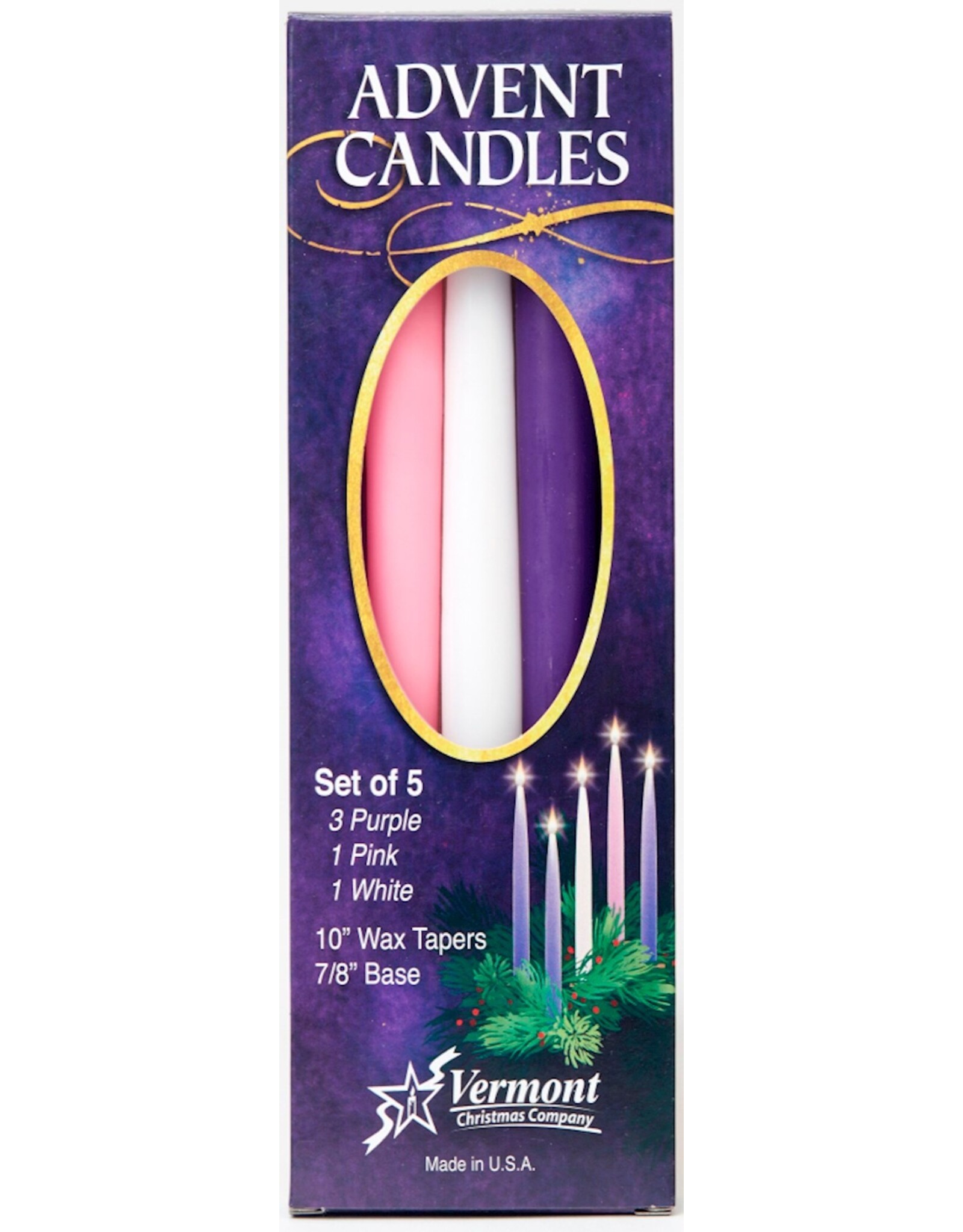 Advent Candles - 3 purple, 1 pink, 1 white