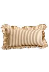 Taupe Striped Cushion with Fringe