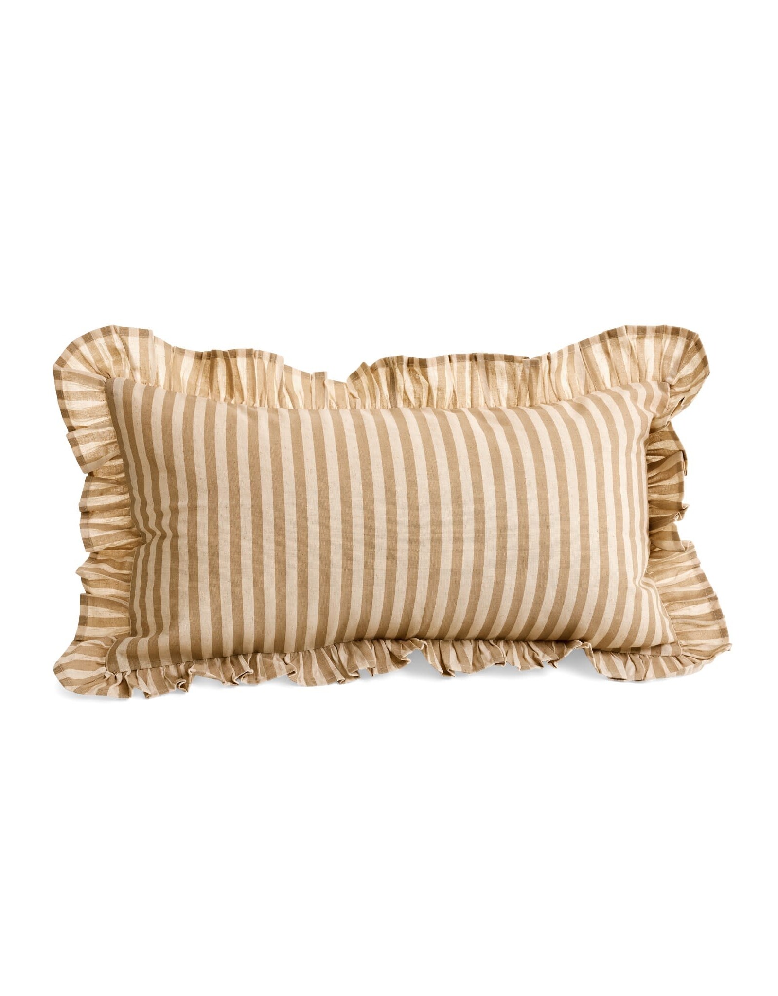 Taupe Striped Cushion with Fringe