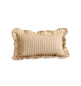Taupe Striped Cushion with Fringe