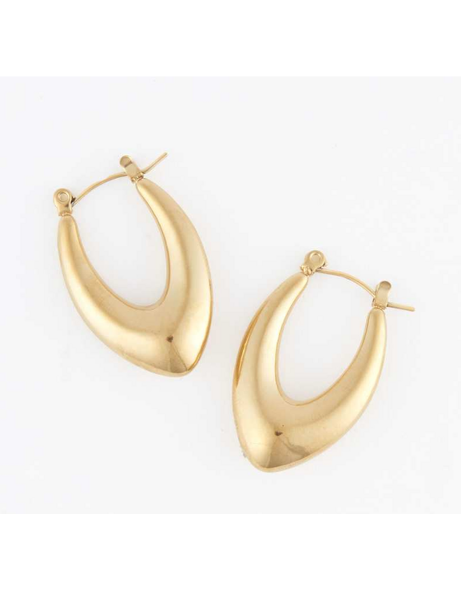 Gold Oval Point Earrings