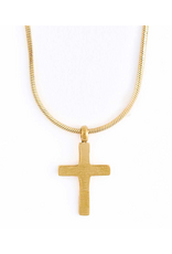 Gold Cross Necklace on Snake Chain - 17"
