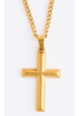 Gold Cross Necklace on Cable Chain - 22"