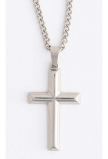 Silver Cross Necklace on Cable Chain - 22"