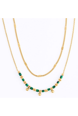 Gold Double Malachite Necklace - 15"