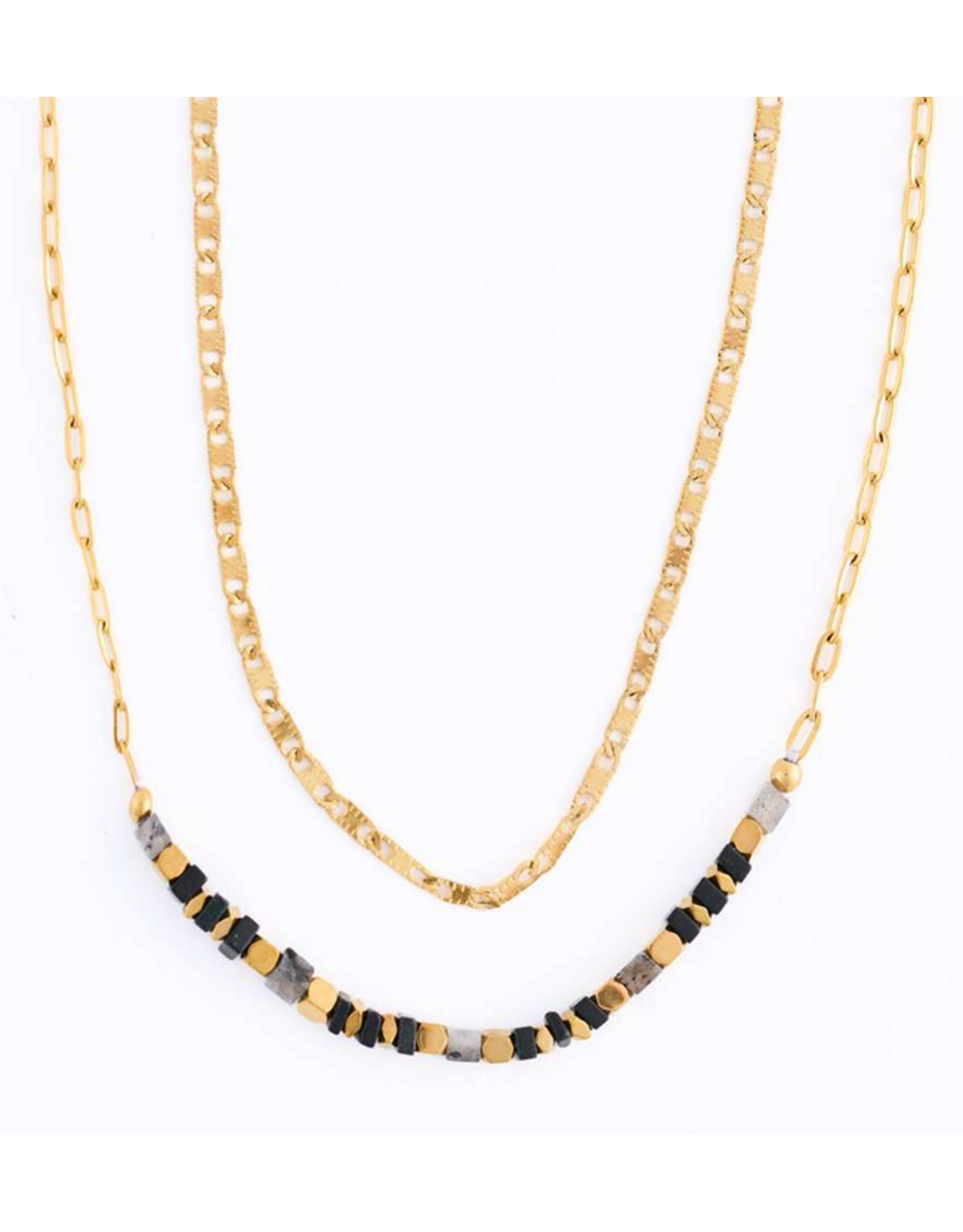 Gold Double Apatite/Agate Necklace