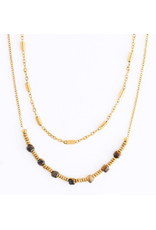 Gold Double Tiger's Eye Necklace - 15"