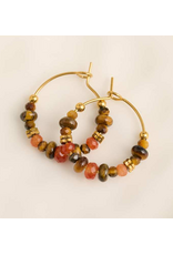 Tiger Eye and Gold Hoop Earrings
