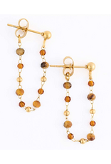 Tiger Eye & Gold Dangle Earrings