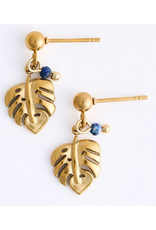 Lapis & Gold Leaf Earrings