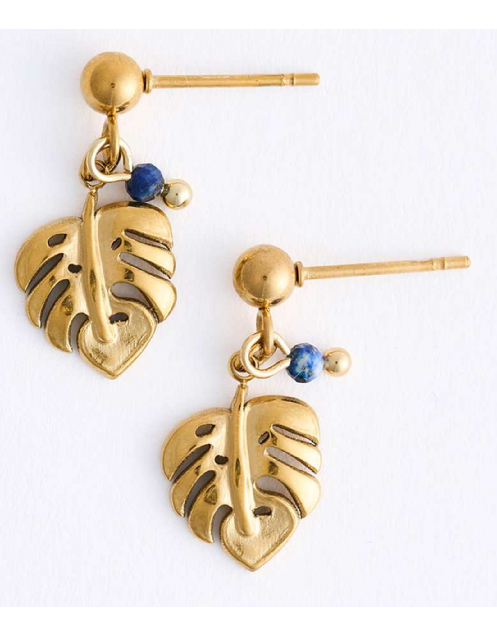 Lapis & Gold Leaf Earrings