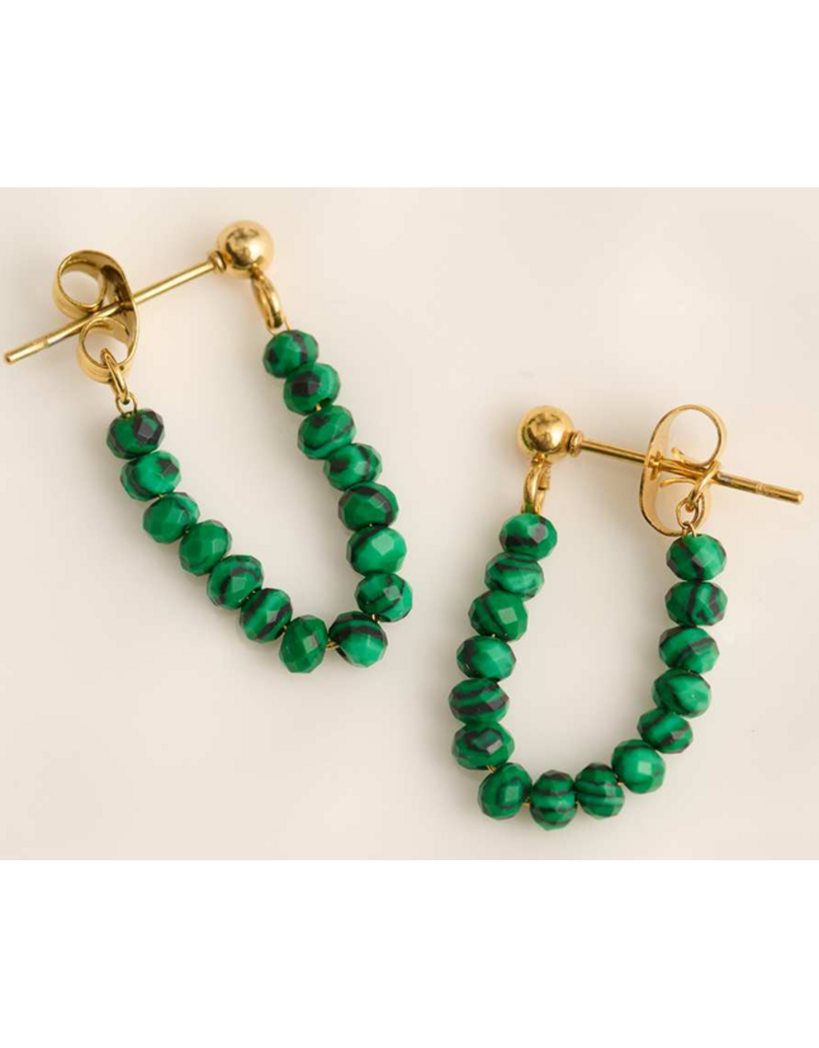 Malachite & Gold Dangle Earrings