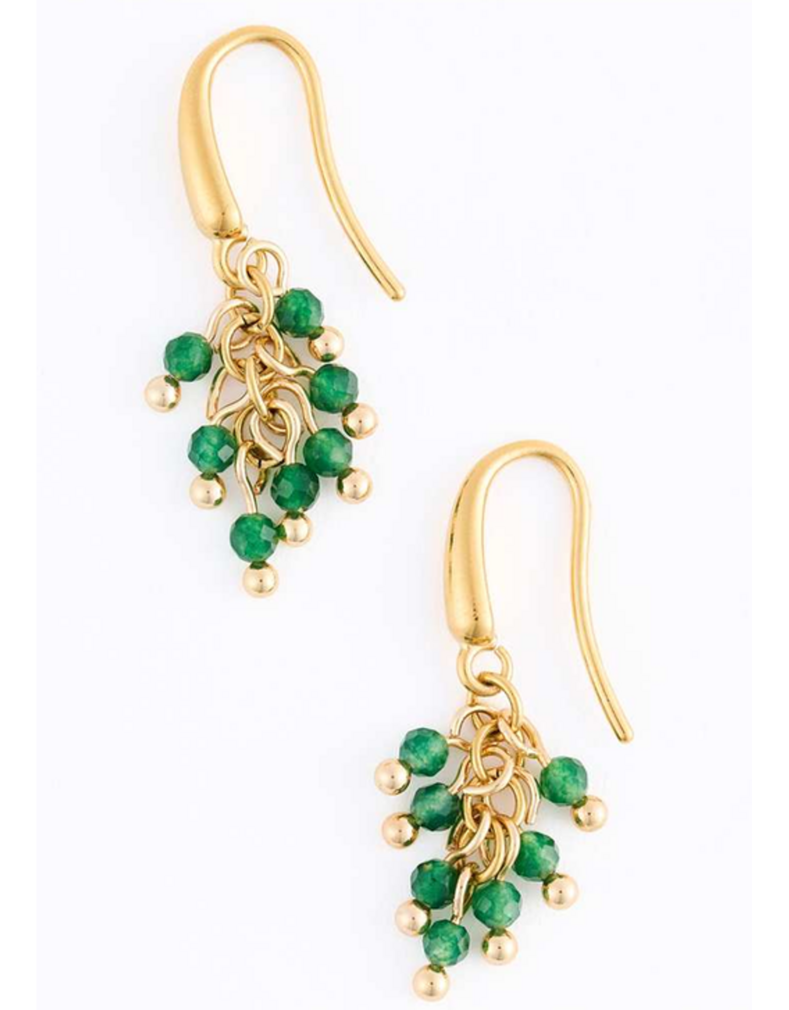 Green & Gold Cluster Earrings