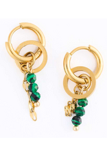 Malachite and Gold Link Earrings
