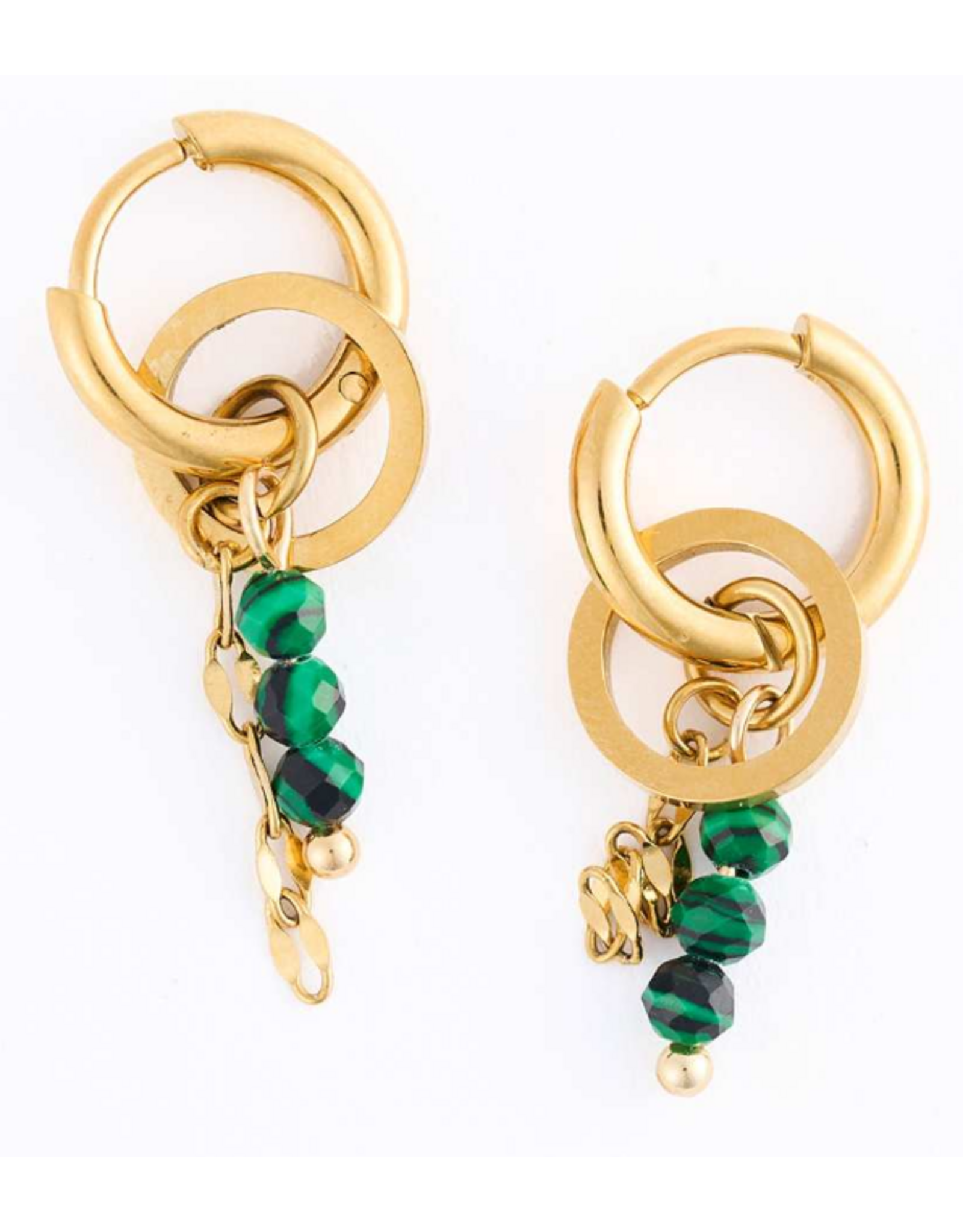 Malachite and Gold Link Earrings