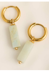 Gold & Amazonite Bar Earrings