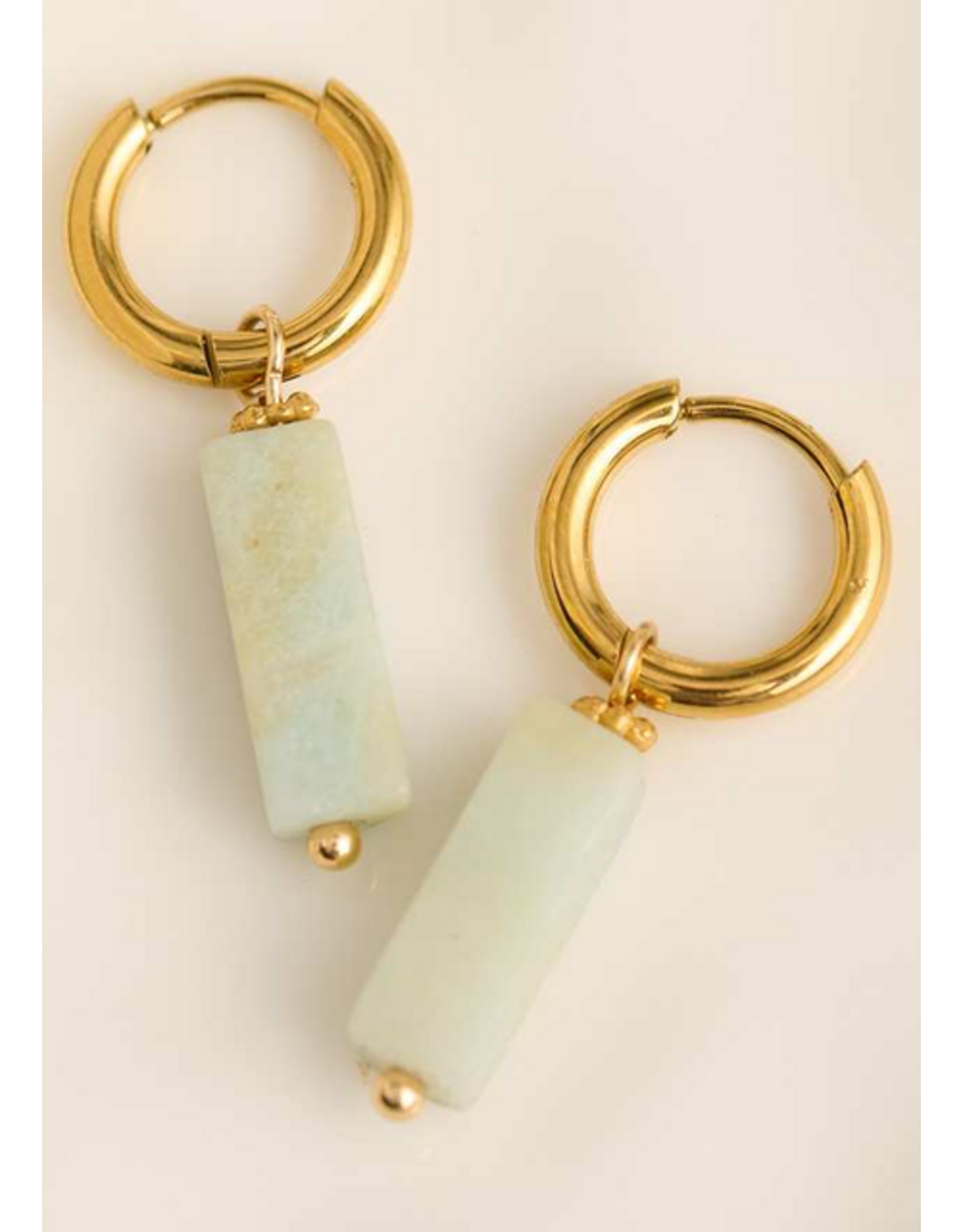 Gold & Amazonite Bar Earrings